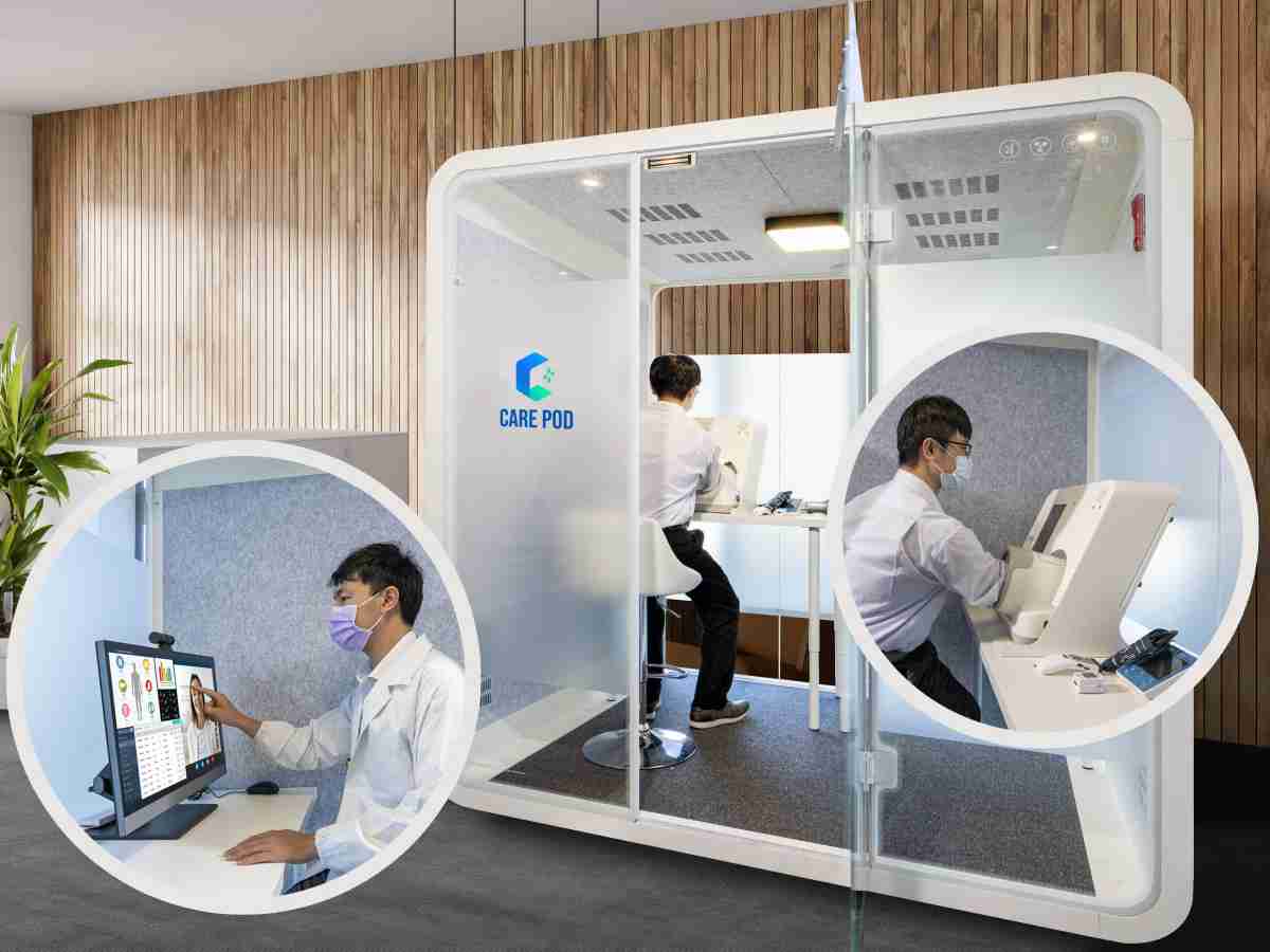 达擎于医疗科技展中展出＂远距诊疗舱＂，，以因应医疗数字化及社会高龄化趋势下、、复诊及慢性病患等族群对于远距看诊需求逐渐升高所推出的创新整合方案。。。。多功能合一、、、、高隐私性的远距诊疗舱可根据病患端与医师端的不同需求，，，，提供弹性化及客制化功能，，，节省医生和病患的精力及时间